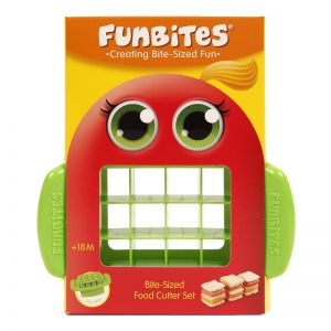 FunBites Food Cutter for Kids, Green Squares
